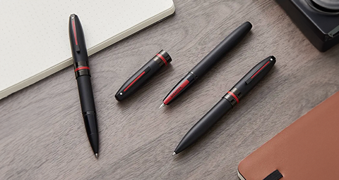 Sheaffer ICON 9108 Matte Black Ballpoint Pen with Gloss Black PVD trim
