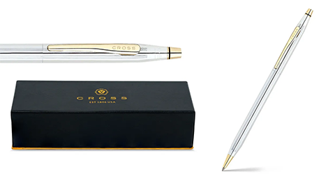 Cross 3302 Classic Century Medalist Ballpoint Pen Chrome with Gold Trims