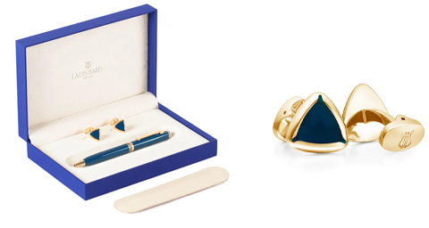 The Blue & Gold Ballpoint Pen with Shard Cufflinks — For the Charming Dad